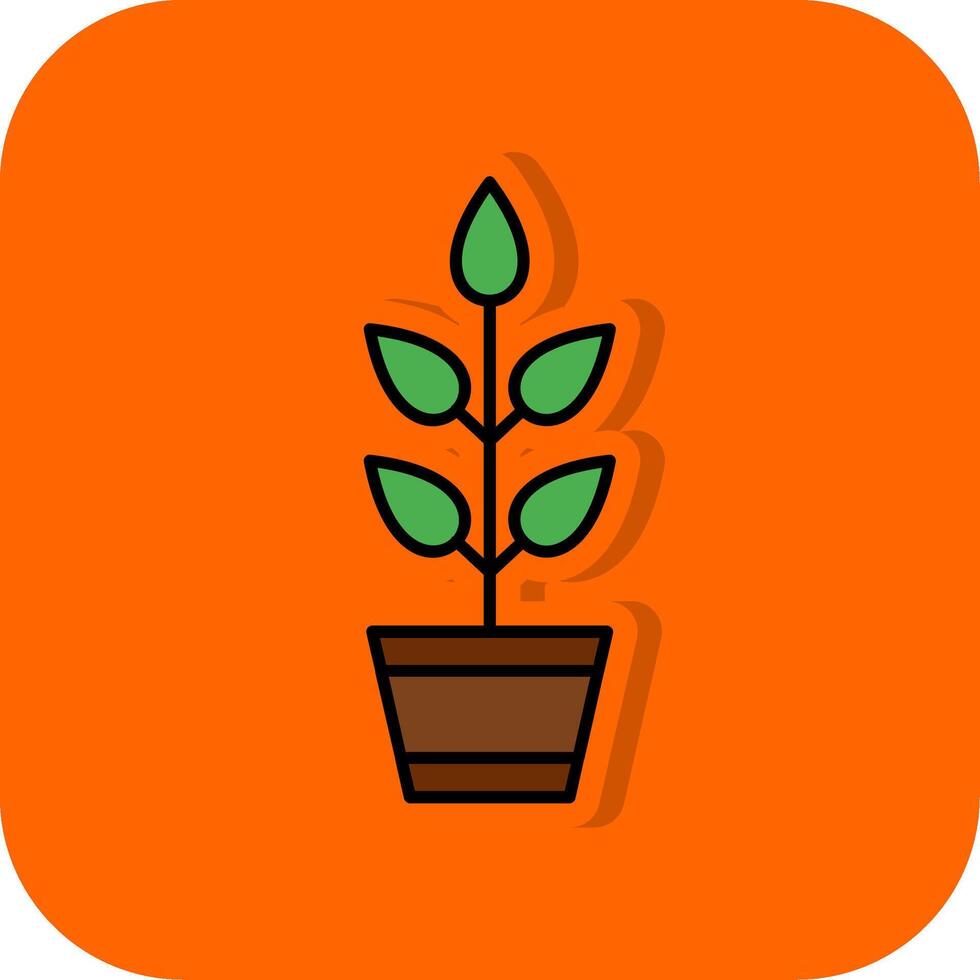 växt fylld orange bakgrund ikon vektor