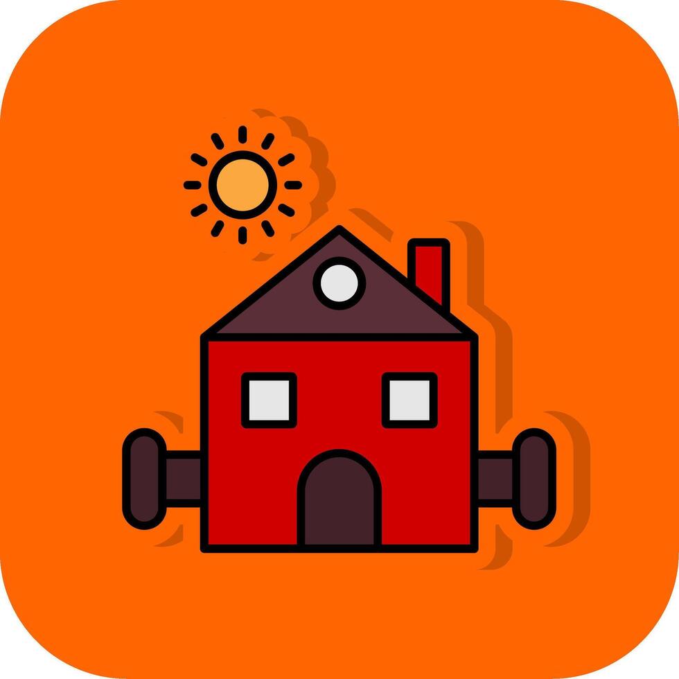 bondgård fylld orange bakgrund ikon vektor