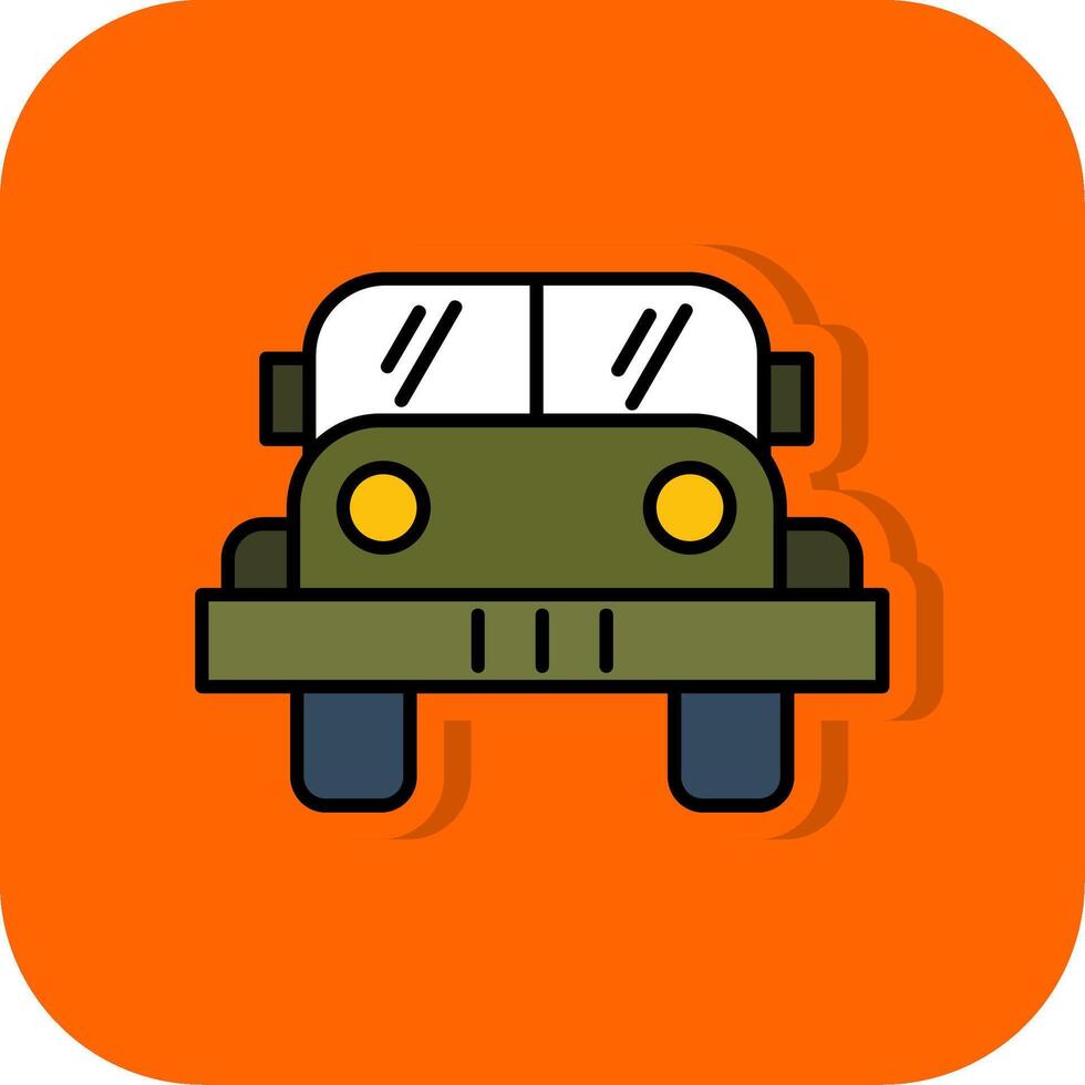 Militär- Jeep gefüllt Orange Hintergrund Symbol vektor