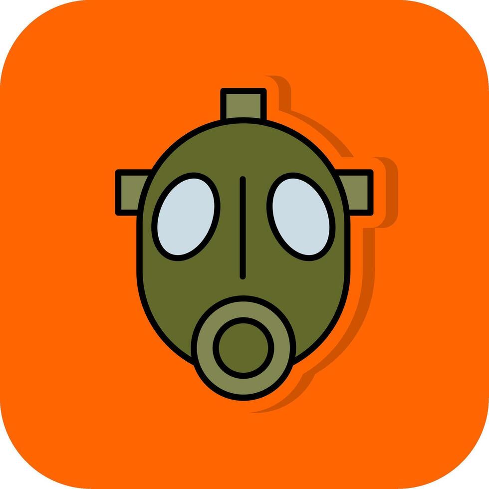 Gas Maske gefüllt Orange Hintergrund Symbol vektor