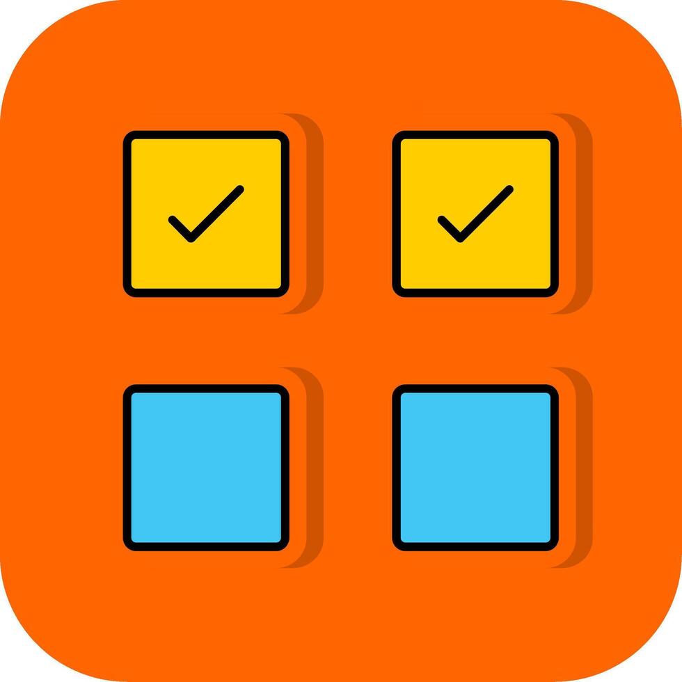 prüfen Box gefüllt Orange Hintergrund Symbol vektor