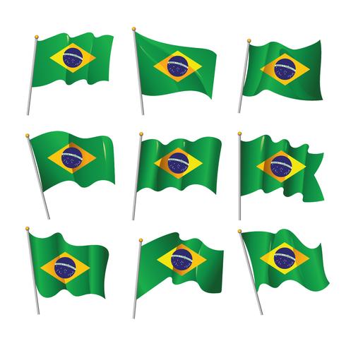 Vågig 3D Brasilien Flagga vektor