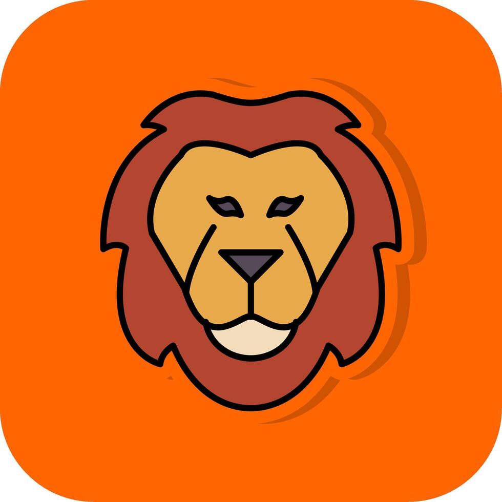 Löwe gefüllt Orange Hintergrund Symbol vektor