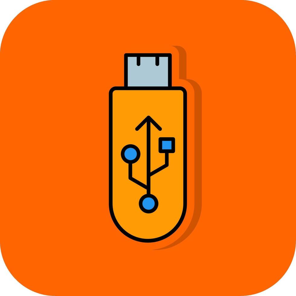 USB gefüllt Orange Hintergrund Symbol vektor