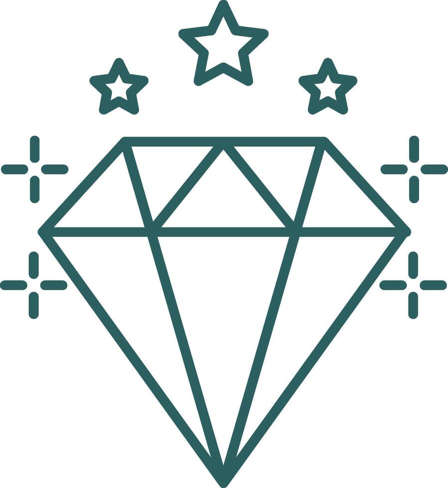 diamant linje lutning runda hörn ikon vektor