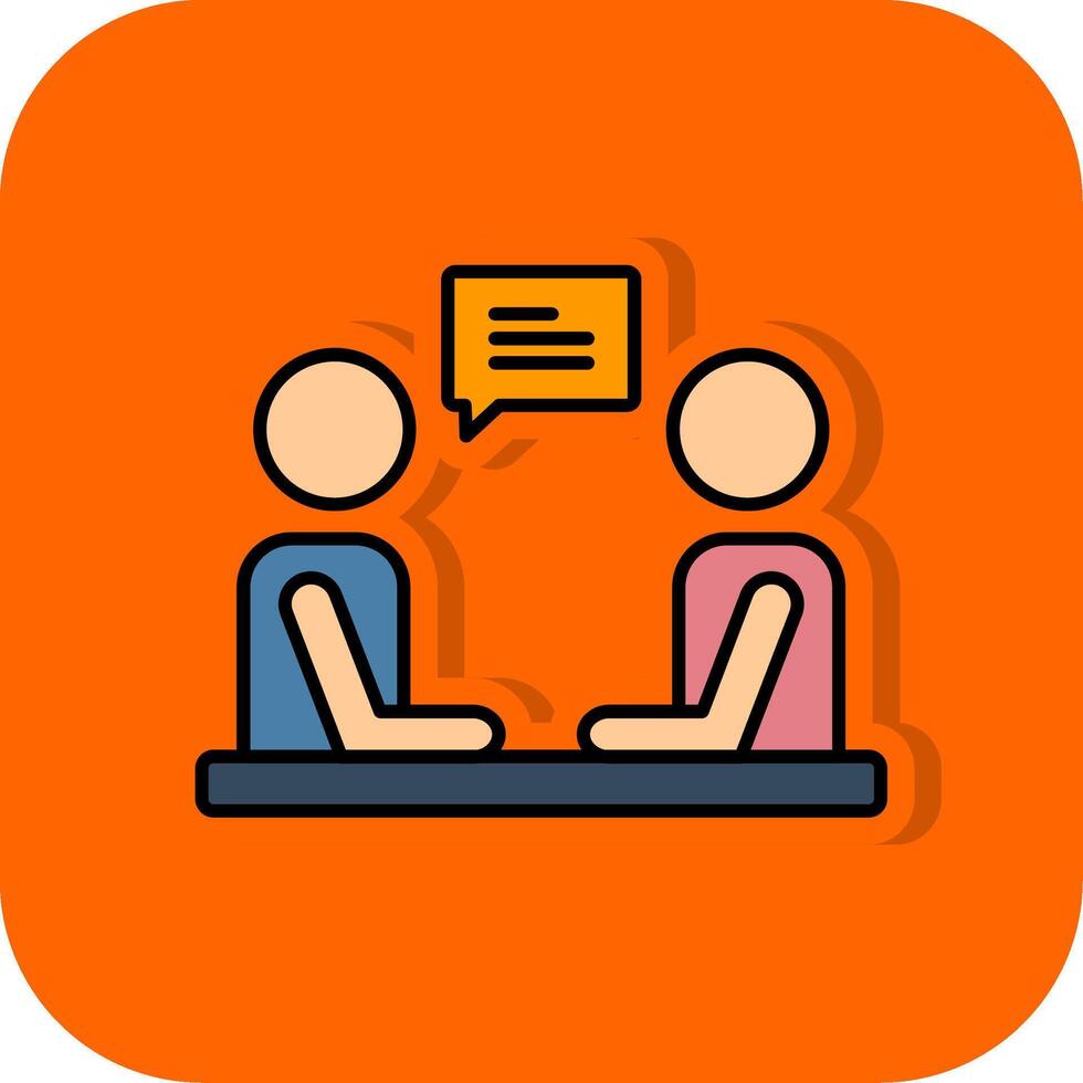 intervju fylld orange bakgrund ikon vektor