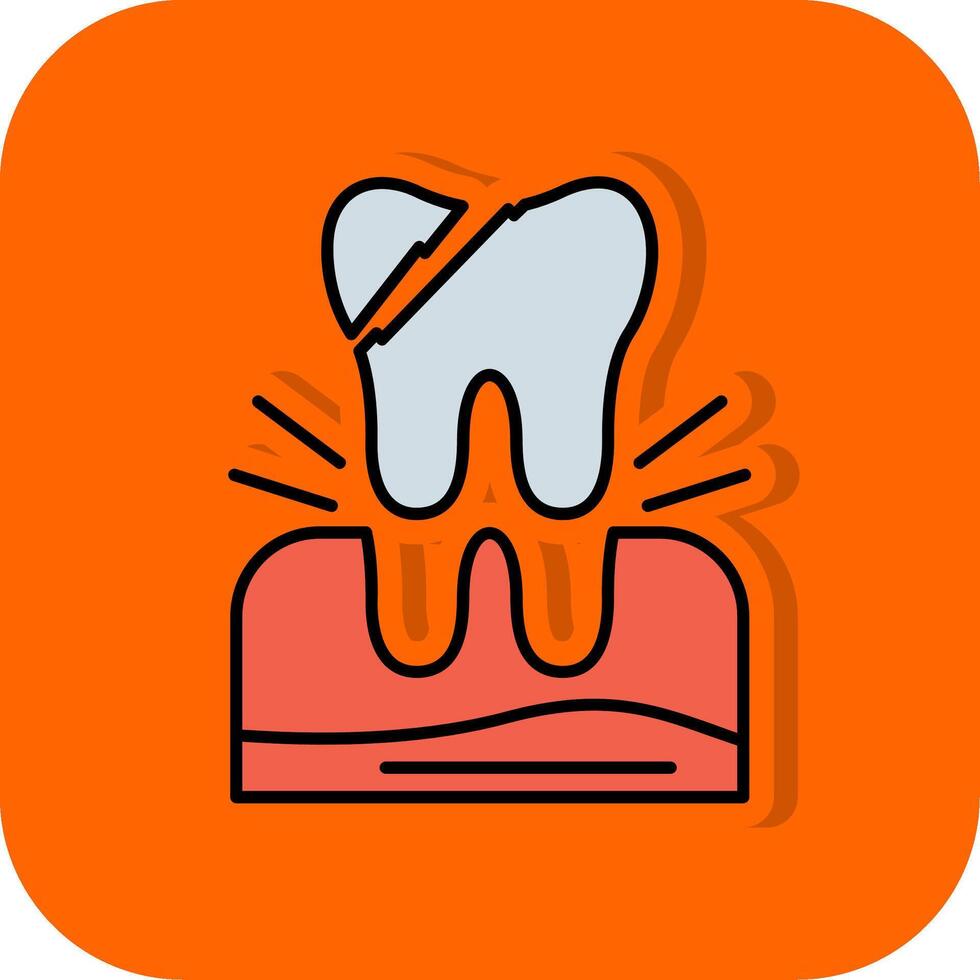 Zahn Extraktion gefüllt Orange Hintergrund Symbol vektor