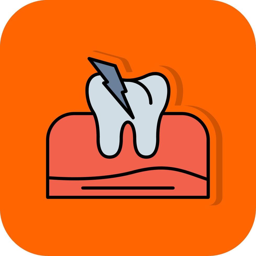Zahnschmerzen gefüllt Orange Hintergrund Symbol vektor