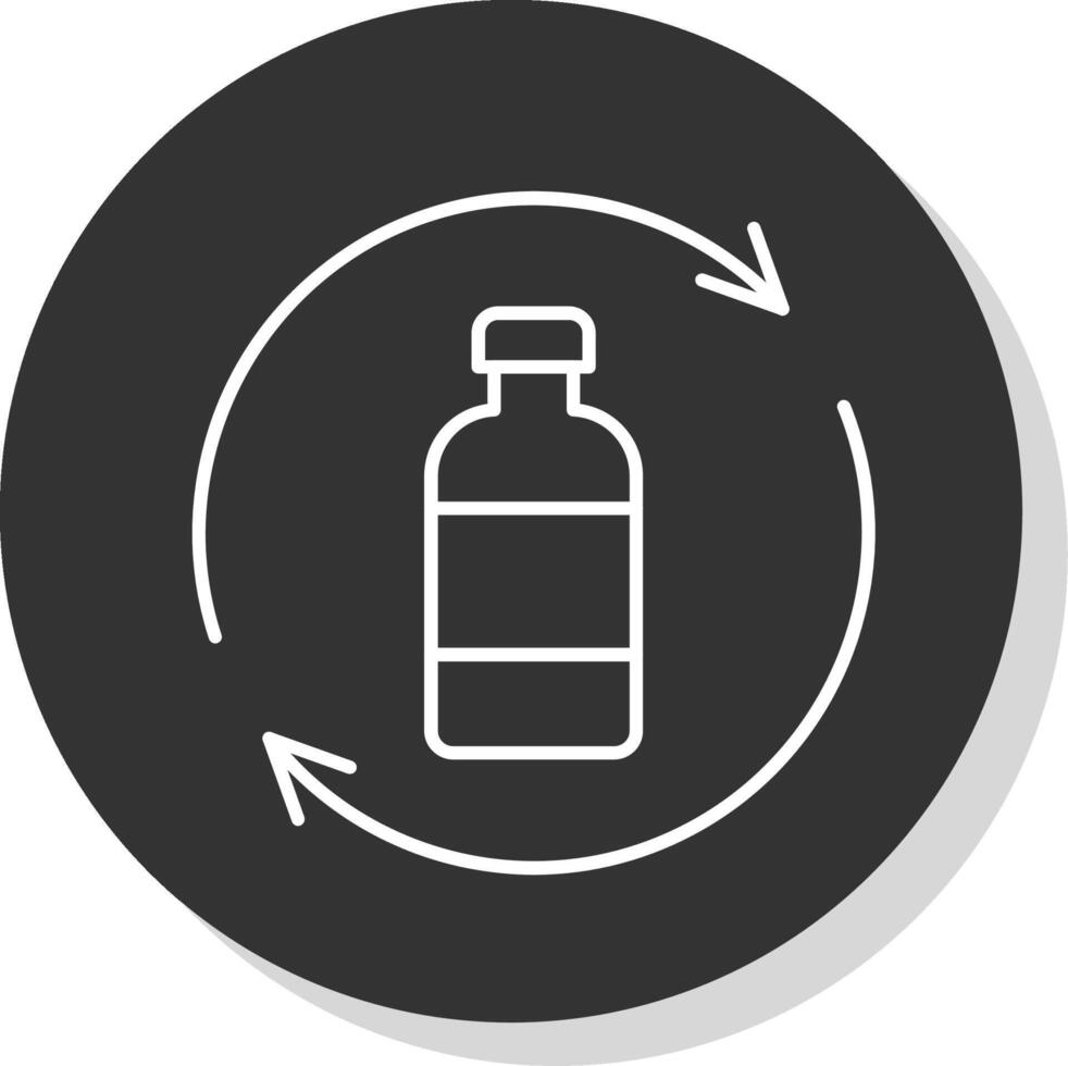 flaska återvinning linje grå cirkel ikon vektor