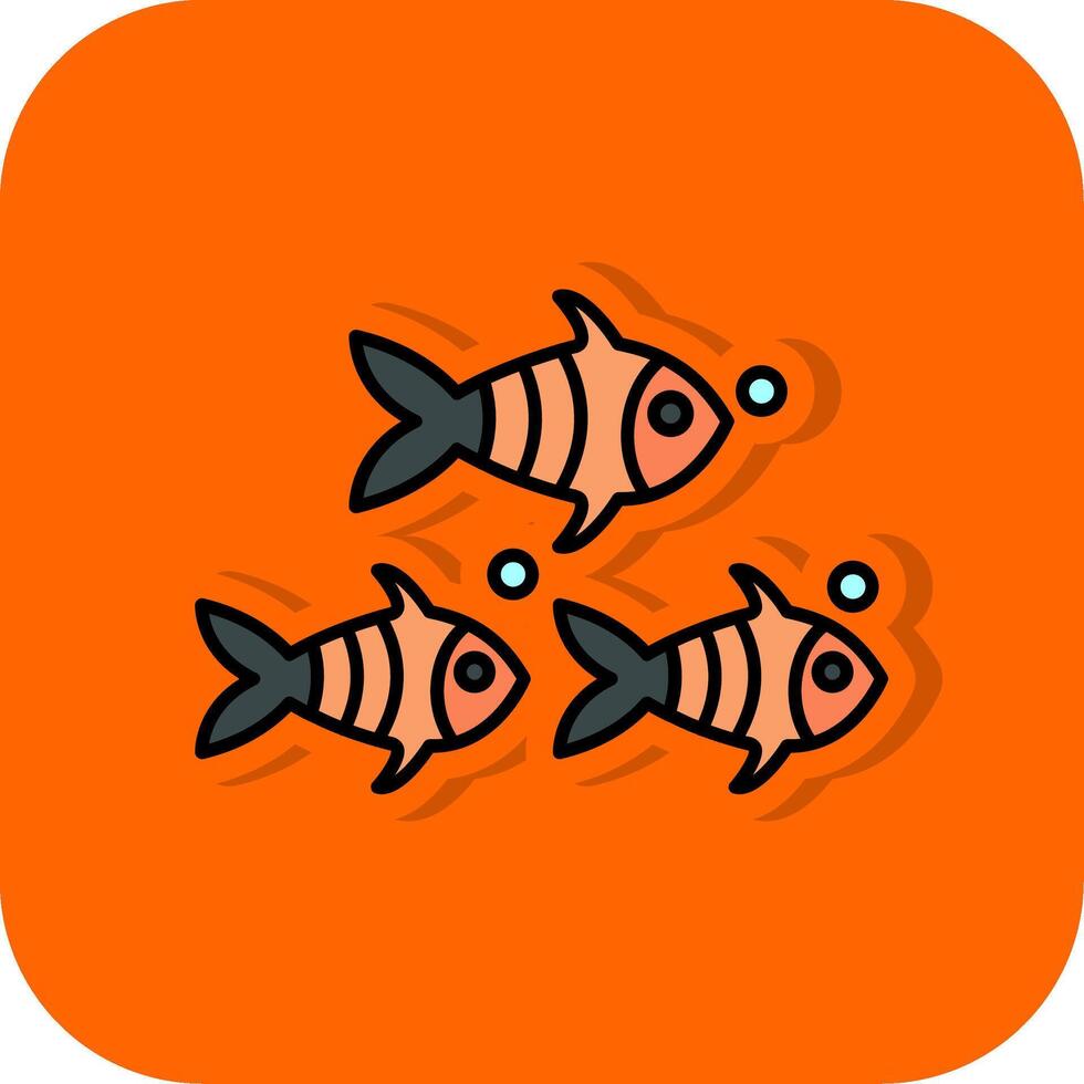 Fisch gefüllt Orange Hintergrund Symbol vektor