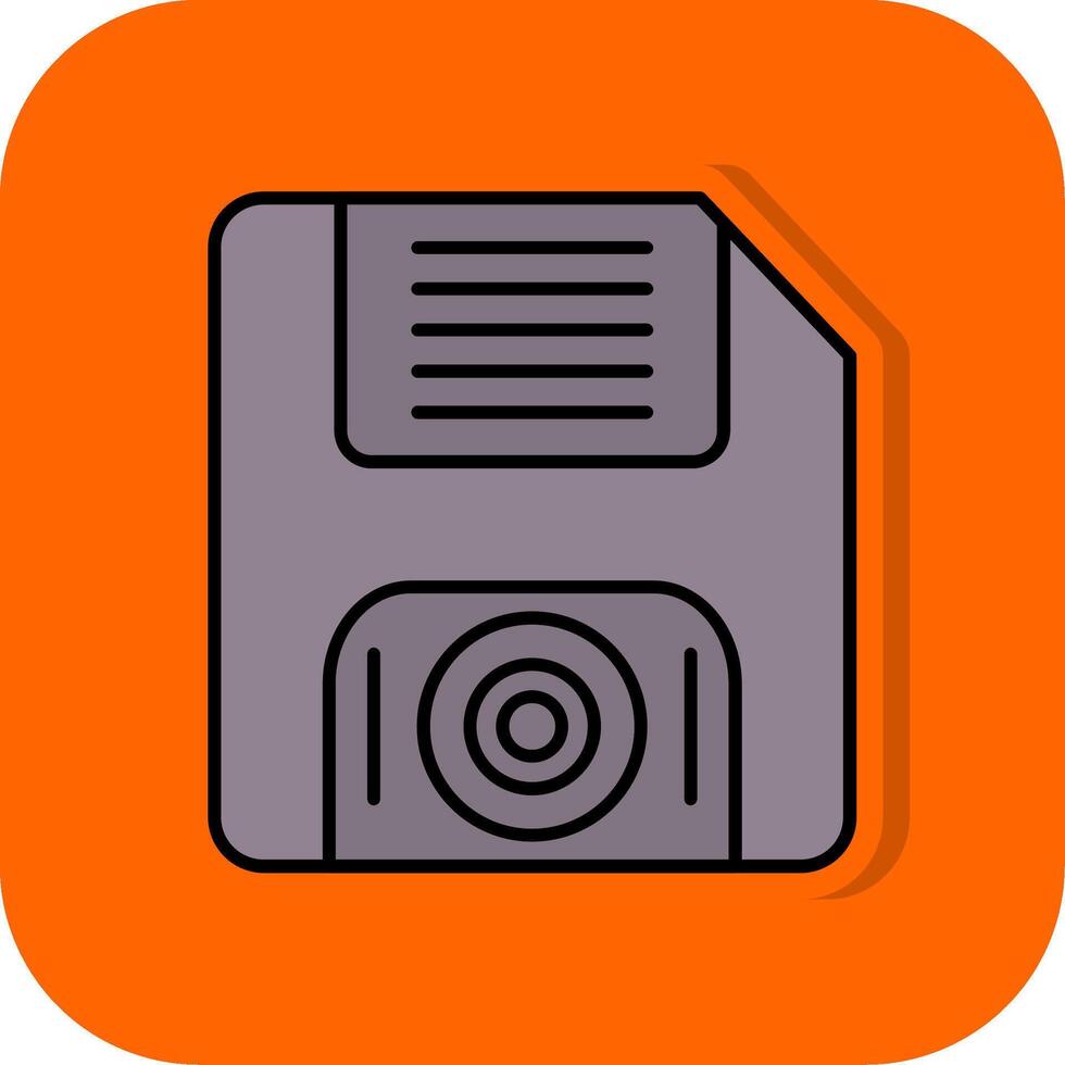 Diskette Platte gefüllt Orange Hintergrund Symbol vektor