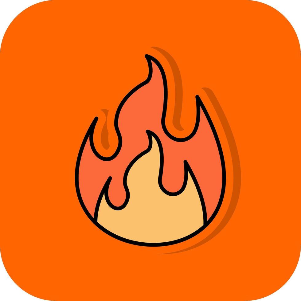 Flamme gefüllt Orange Hintergrund Symbol vektor