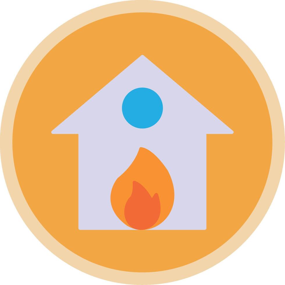brinnande hus platt mång cirkel ikon vektor