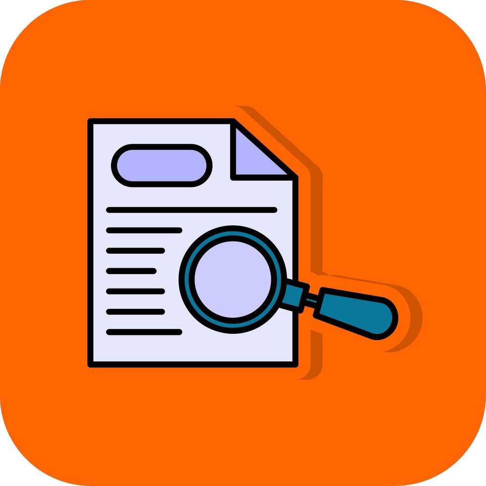 Papier Suche gefüllt Orange Hintergrund Symbol vektor
