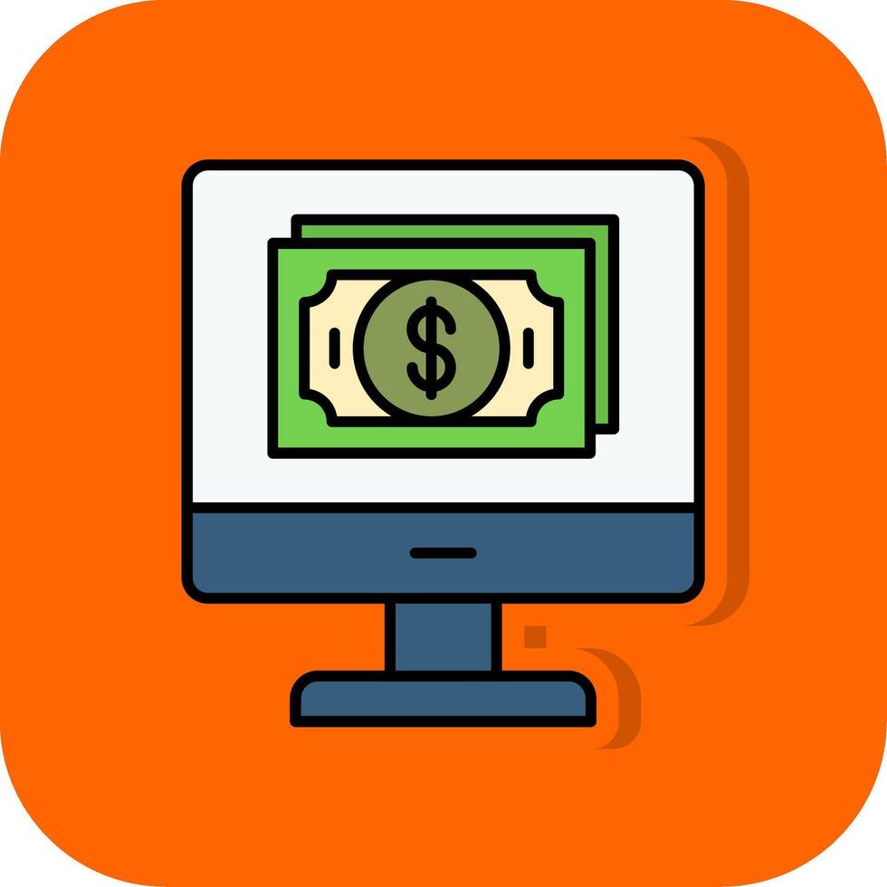 Dollar gefüllt Orange Hintergrund Symbol vektor