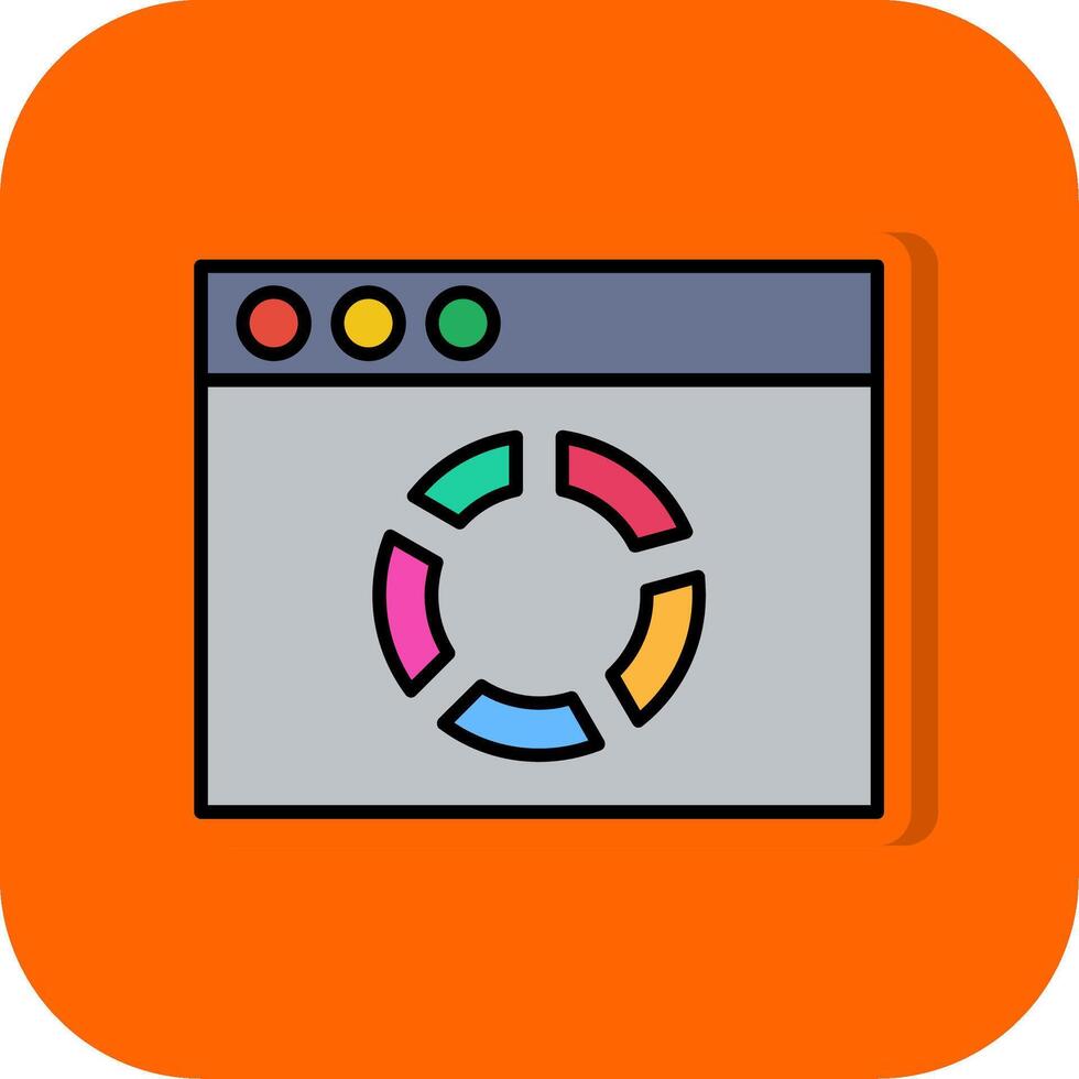 webb fylld orange bakgrund ikon vektor