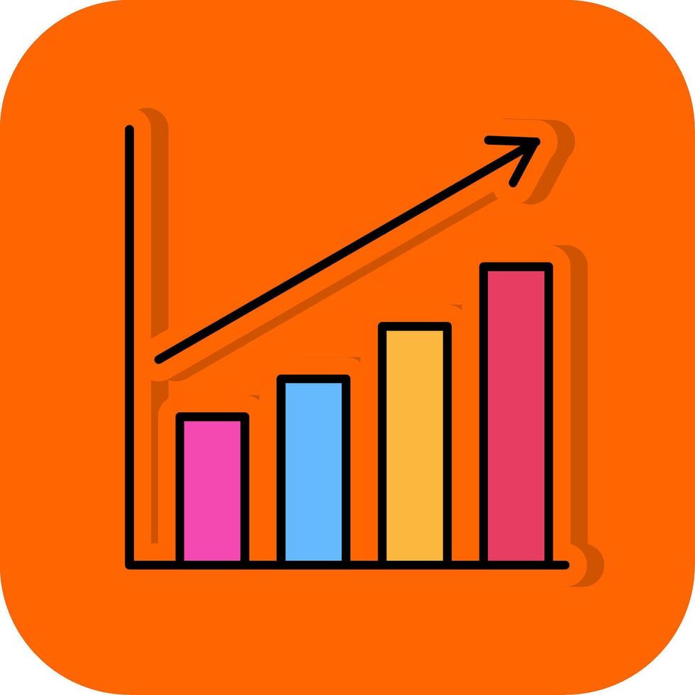 Bar Diagramm gefüllt Orange Hintergrund Symbol vektor