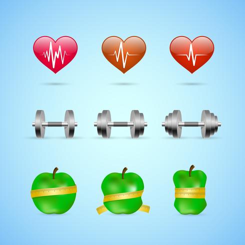 Fitnessübungen Fortschritt Icons Set vektor