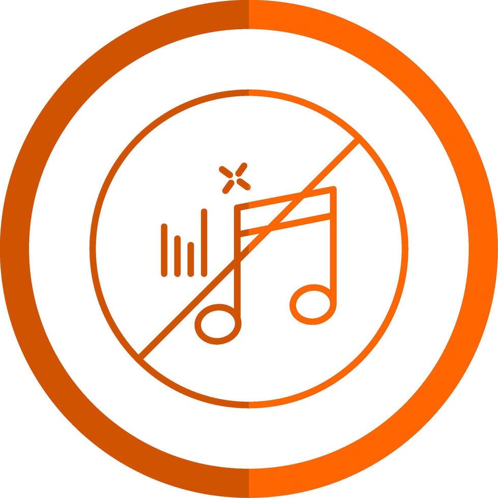 Nein Musik- Linie Orange Kreis Symbol vektor