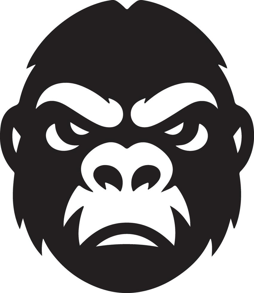 arg gorilla ylande ansikte logotyp silhuett , svart Färg silhuett 26 vektor