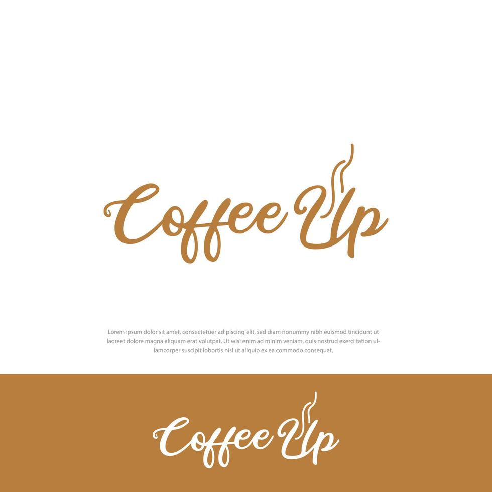 Kaffee- und Dampfwortzeichen-Logo oder Emblem darauf Vektor
