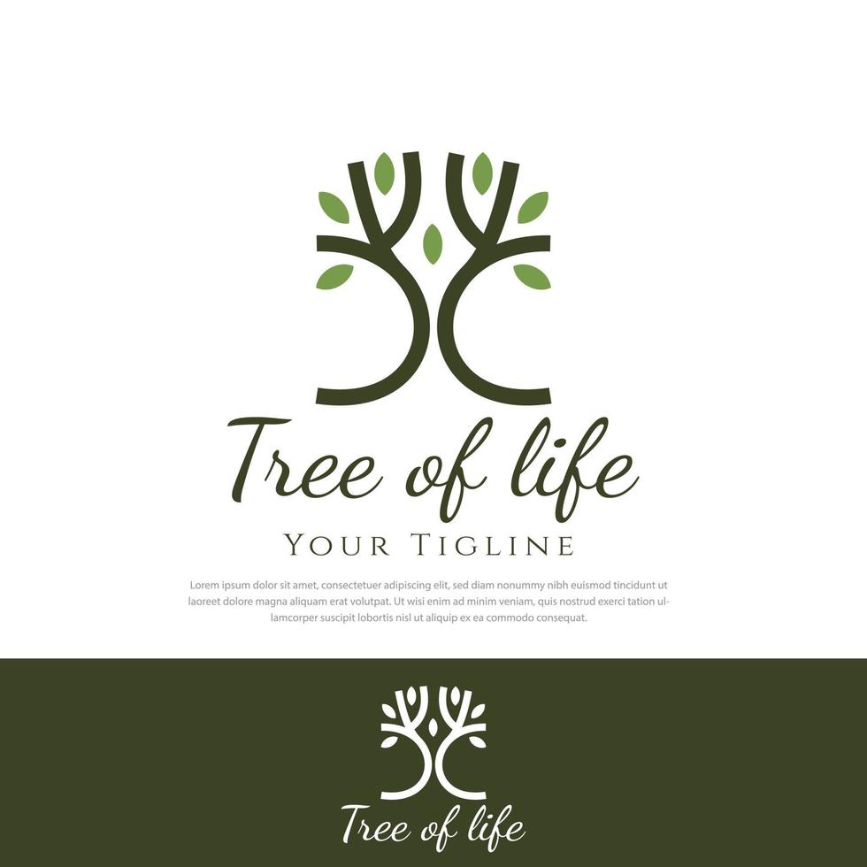 Baum des Lebens Logo, sauberes Blatt, einfach, modern vektor