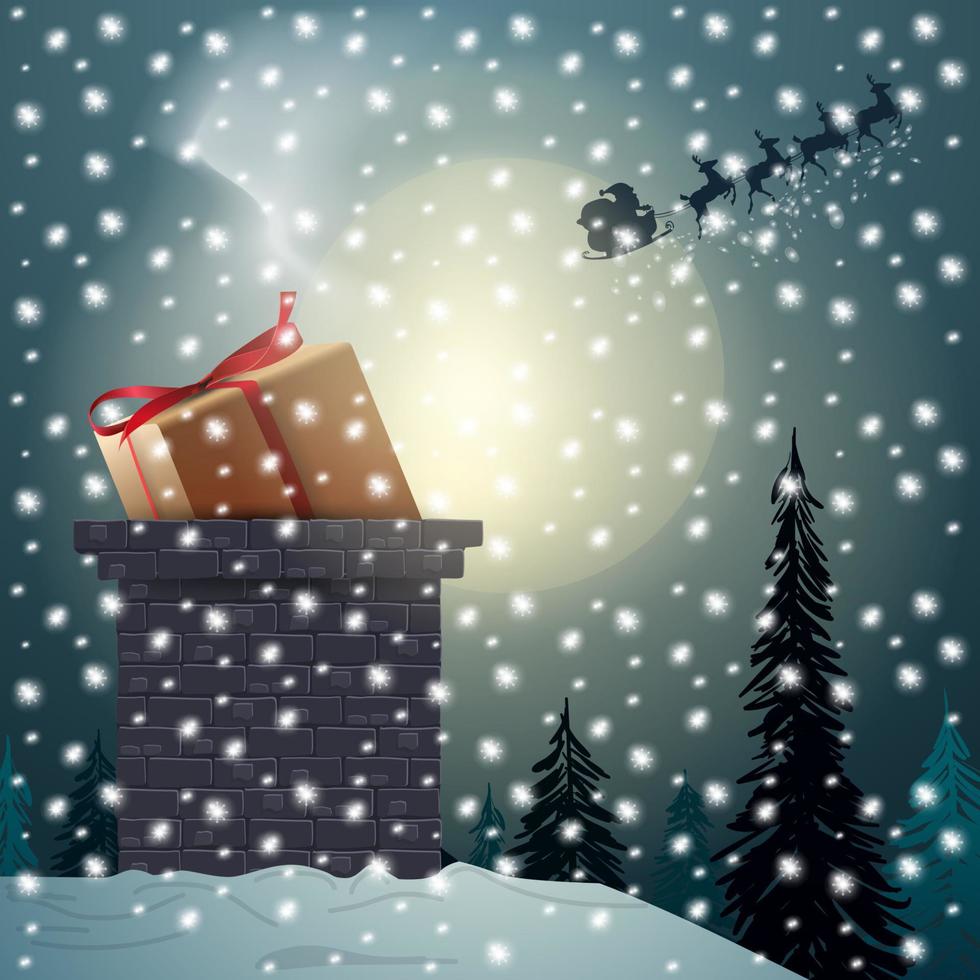 julillustration, jultomten levererar presenter vektor