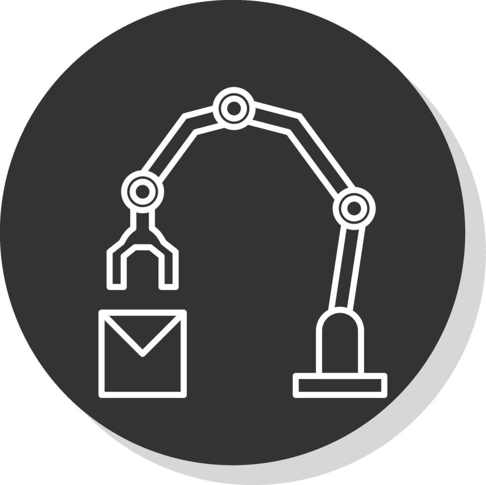 industriell robot linje grå cirkel ikon vektor