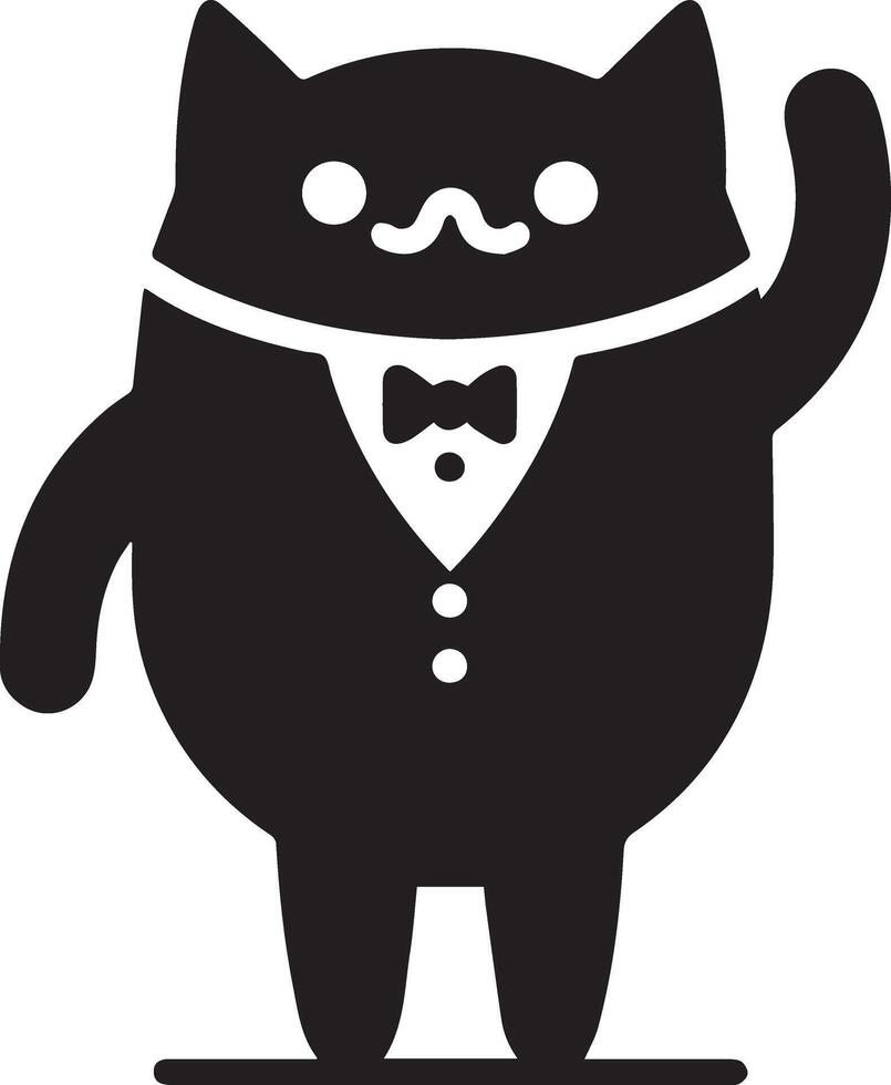 minimal rolig karaktär, herr. katt, silhuett, svart Färg silhuett, vit bakgrund 20 vektor