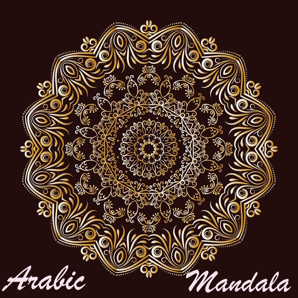 kreativ gyllene blommig arabicum mandala bakgrund mall vektor