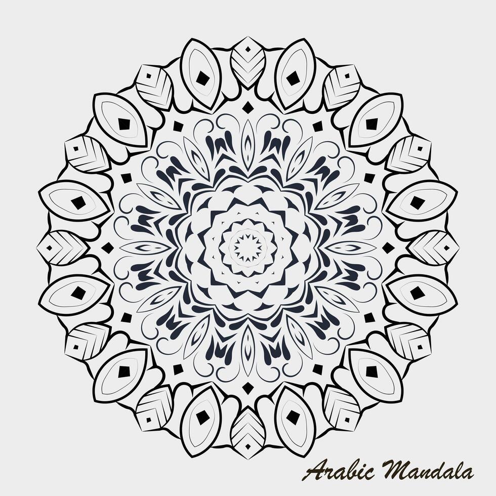 kreativ schwarz Weiß Blumen- Arabisch Mandala Hintergrund Vorlage vektor