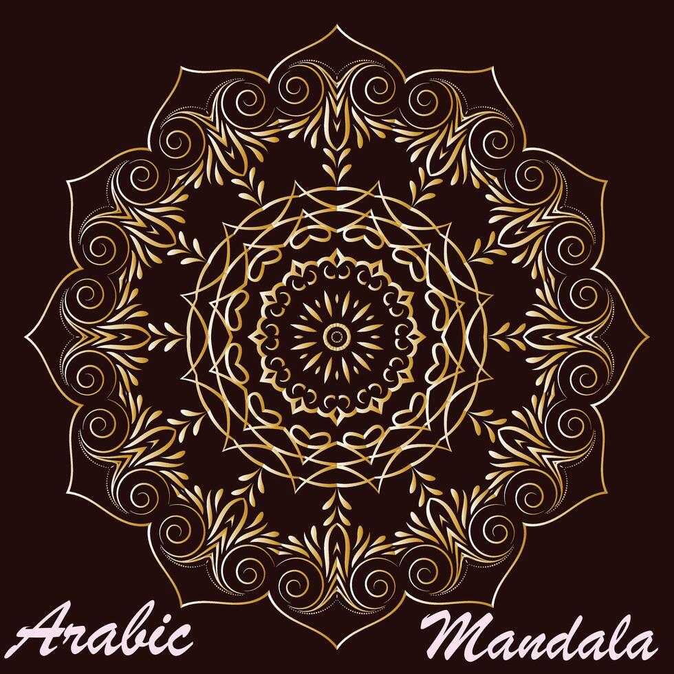 kreativ gyllene blommig arabicum mandala bakgrund mall vektor