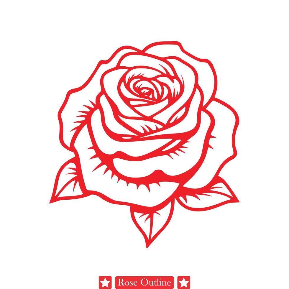 verführerisch Rose Silhouette Design sinnlich Blumen- Gliederung zum Romantik thematisch Kunstwerke und Erwachsene Färbung Seiten vektor