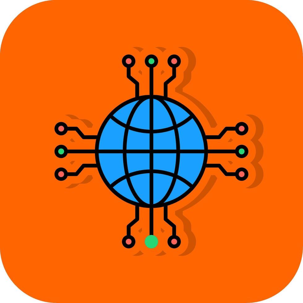 nätverk fylld orange bakgrund ikon vektor
