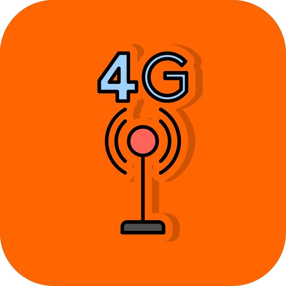 4g gefüllt Orange Hintergrund Symbol vektor