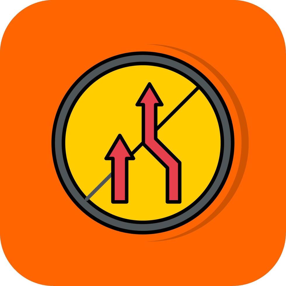 Nej omkörning fylld orange bakgrund ikon vektor