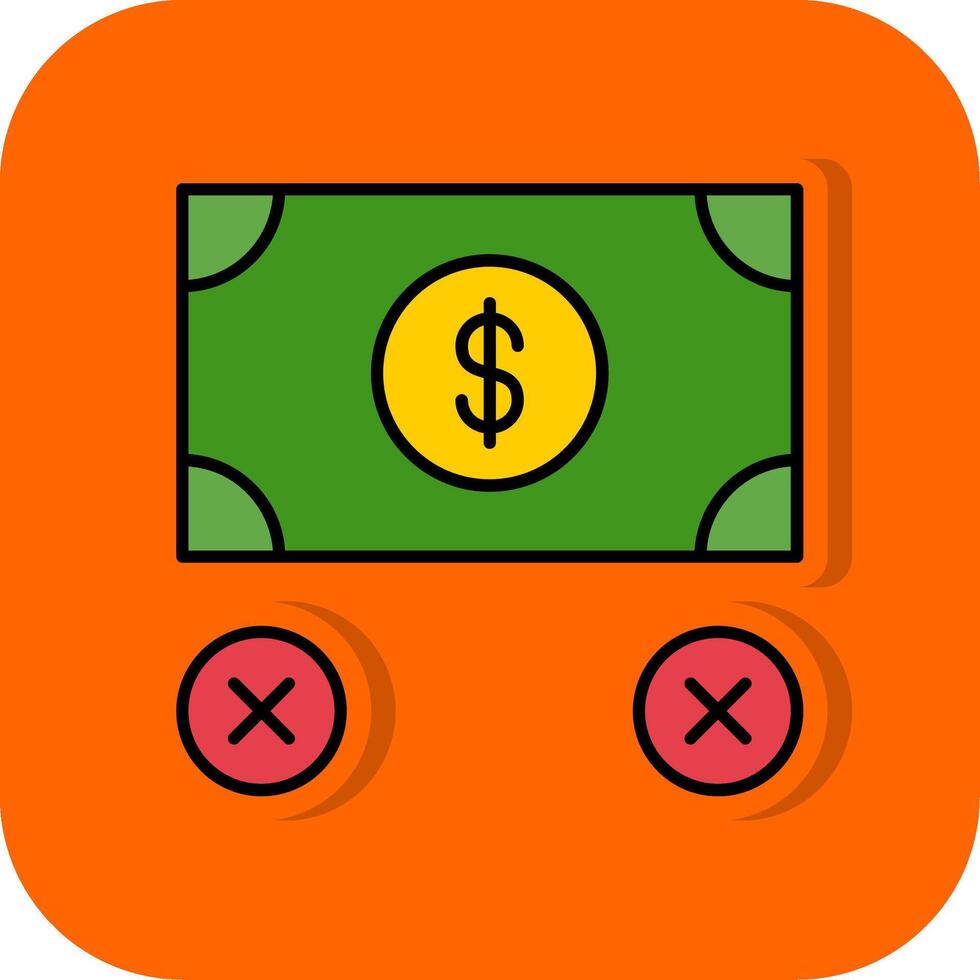 Nej pengar fylld orange bakgrund ikon vektor