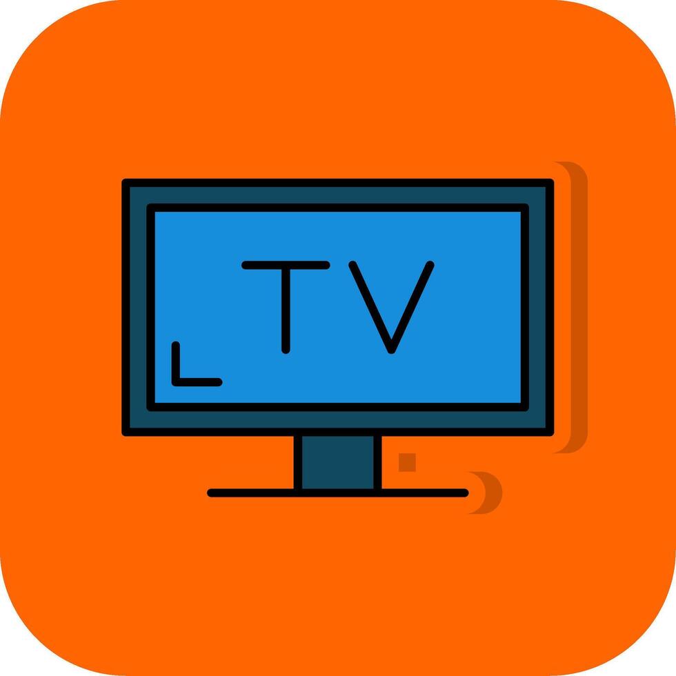 Fernseher gefüllt Orange Hintergrund Symbol vektor