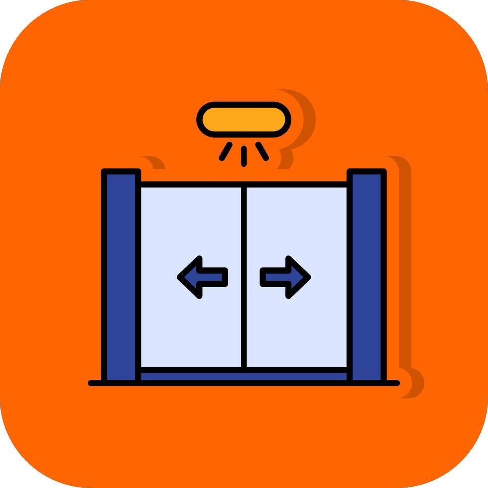 glidning dörr fylld orange bakgrund ikon vektor
