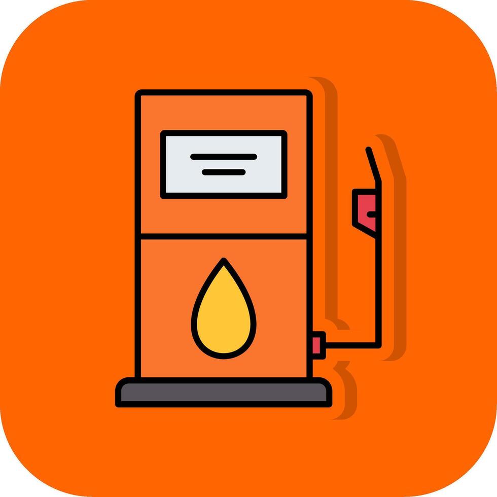 Gas Bahnhof gefüllt Orange Hintergrund Symbol vektor