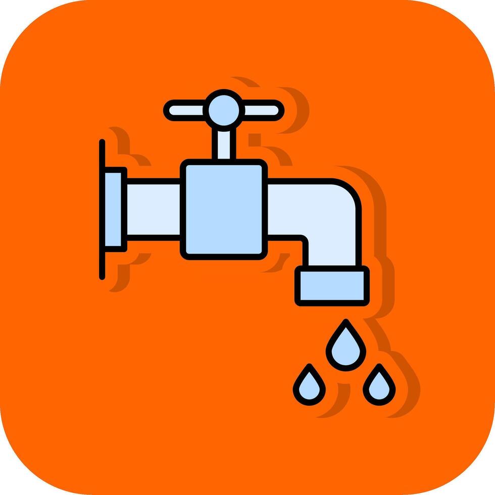 Wasser Zapfhahn gefüllt Orange Hintergrund Symbol vektor
