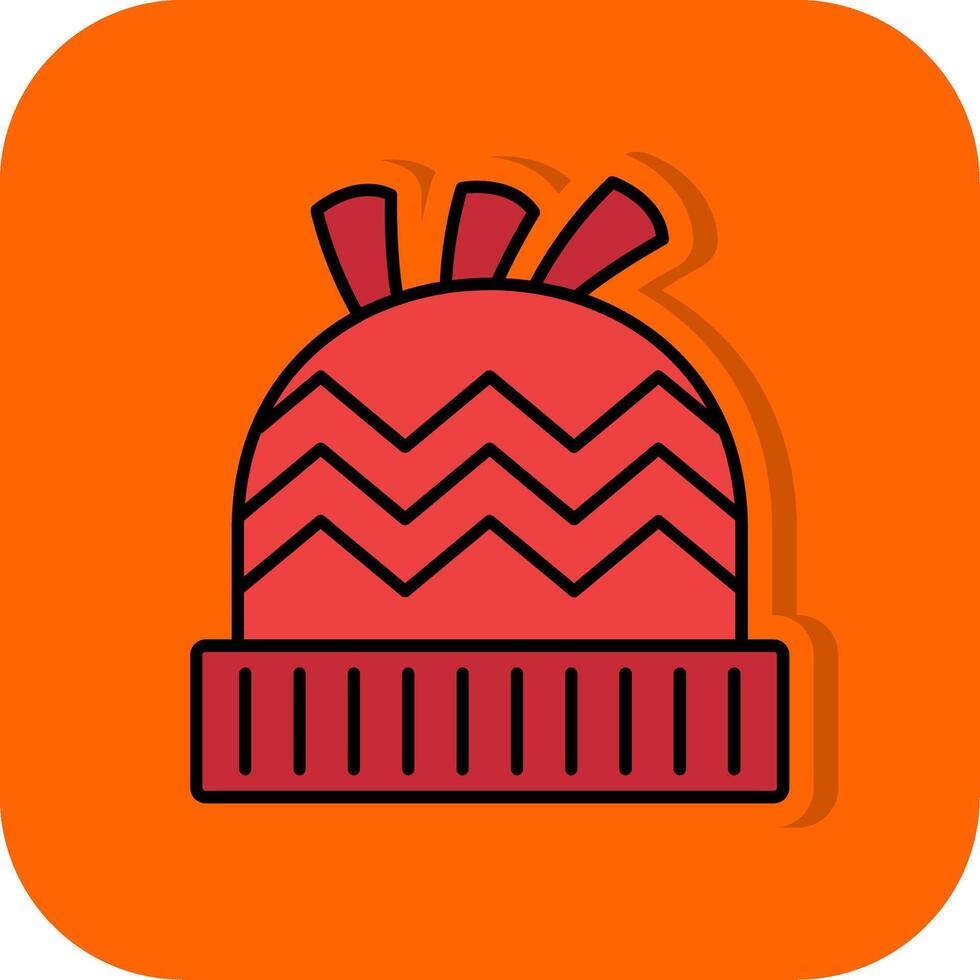vinter- hatt fylld orange bakgrund ikon vektor