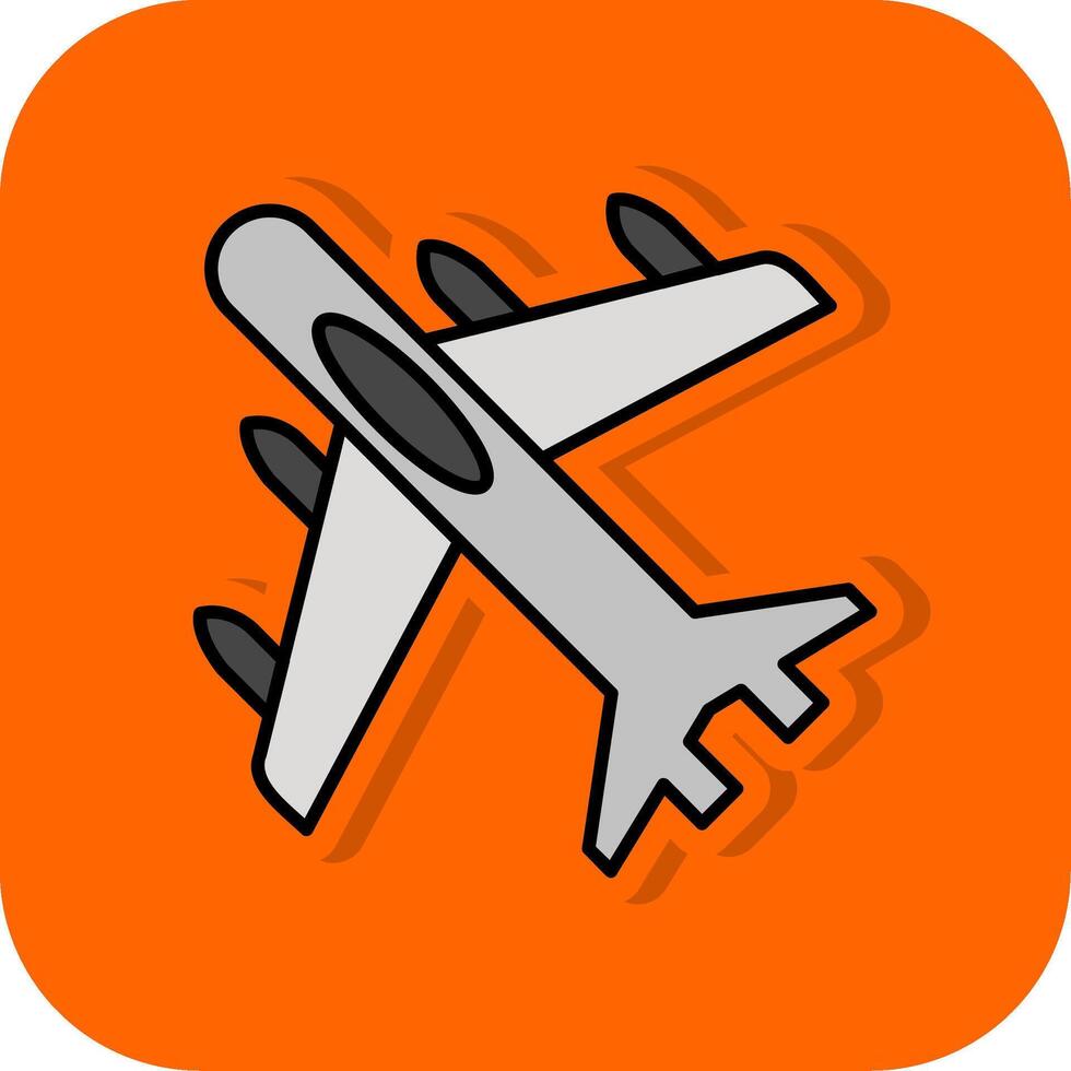Jet Flugzeug gefüllt Orange Hintergrund Symbol vektor
