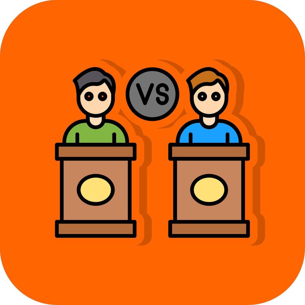 Debatte gefüllt Orange Hintergrund Symbol vektor