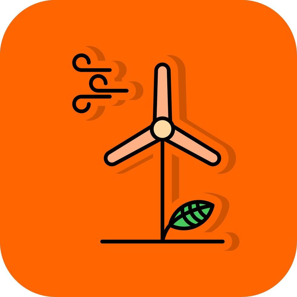 Wind Energie gefüllt Orange Hintergrund Symbol vektor
