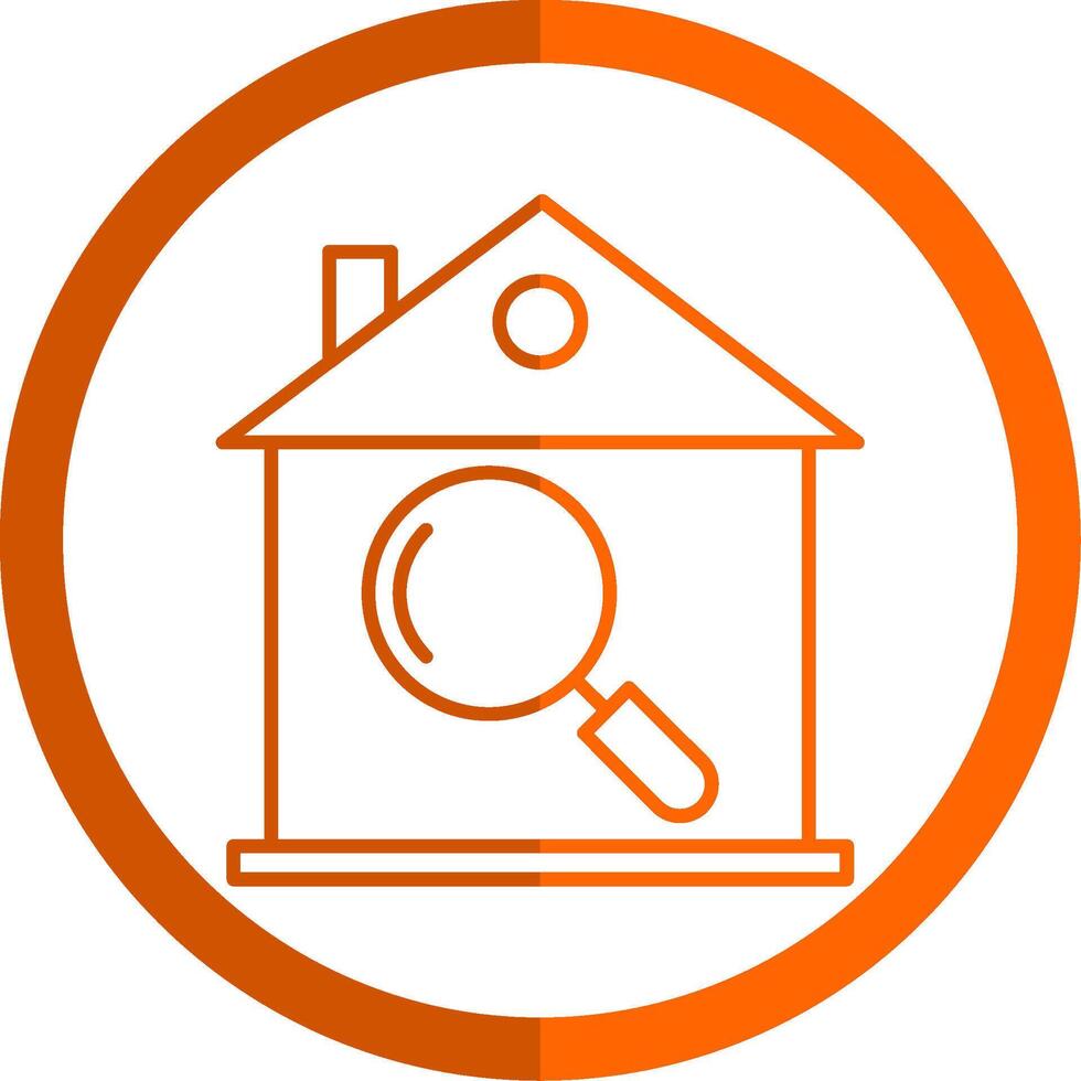 hus inspektion linje orange cirkel ikon vektor