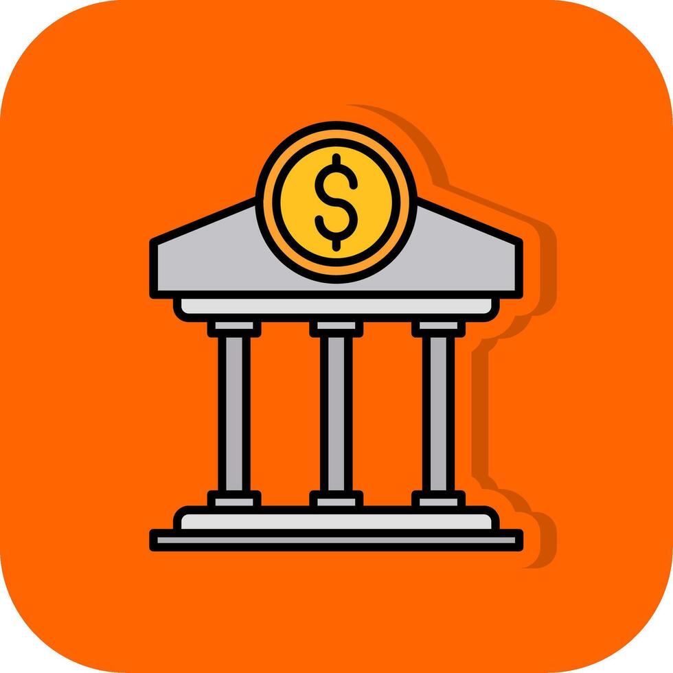 Bank gefüllt Orange Hintergrund Symbol vektor