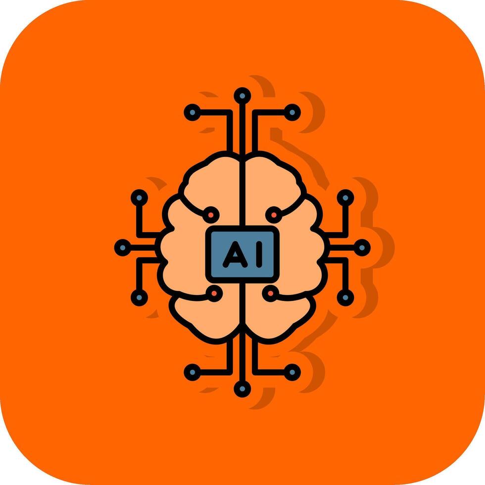 künstlich Intelligenz gefüllt Orange Hintergrund Symbol vektor