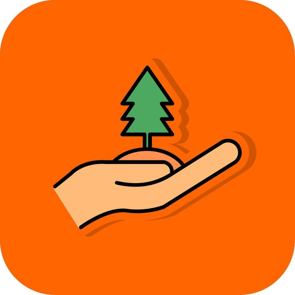 träd fylld orange bakgrund ikon vektor
