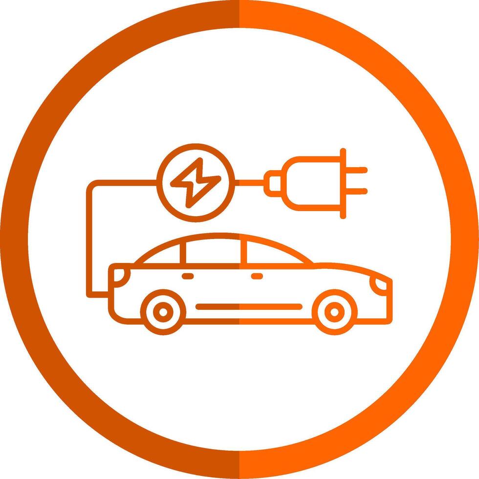 elektrisk bil linje orange cirkel ikon vektor